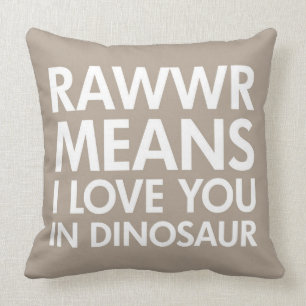 Rawr elak som jag älskar dig i Dinosaur, kudder Kudde