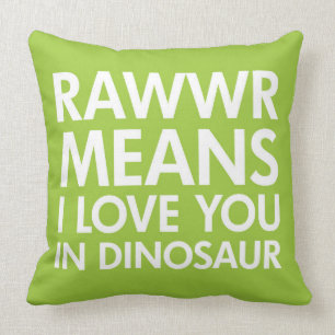 Rawr elak som jag älskar dig i Dinosaur, kudder Kudde