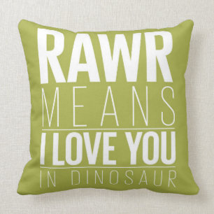 Rawr elak som jag älskar dig i Dinosaur, kudder Kudde