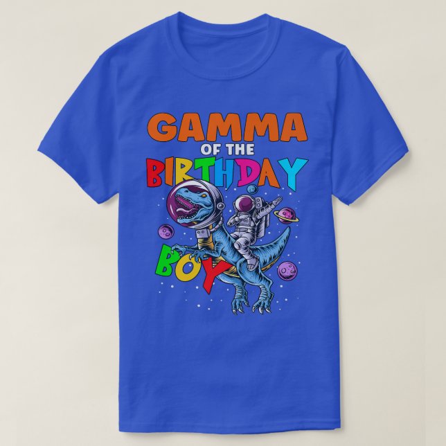 Rawr Gamma of the Birthday Boy Astronaut Riding Di T Shirt (Design framsida)