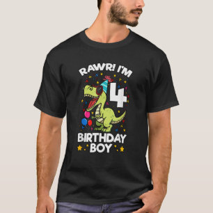 Rawr I 4 Birthday Boy Dinosaur T rex Thmet 4:e Shirt