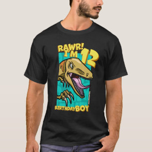 Rawr I är 12 Birthday Boys 12:e Birthday Dino Velo T Shirt