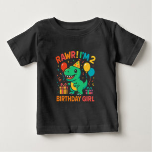 Rawr I är 2 Dinosaur Birthday Girl T Shirt
