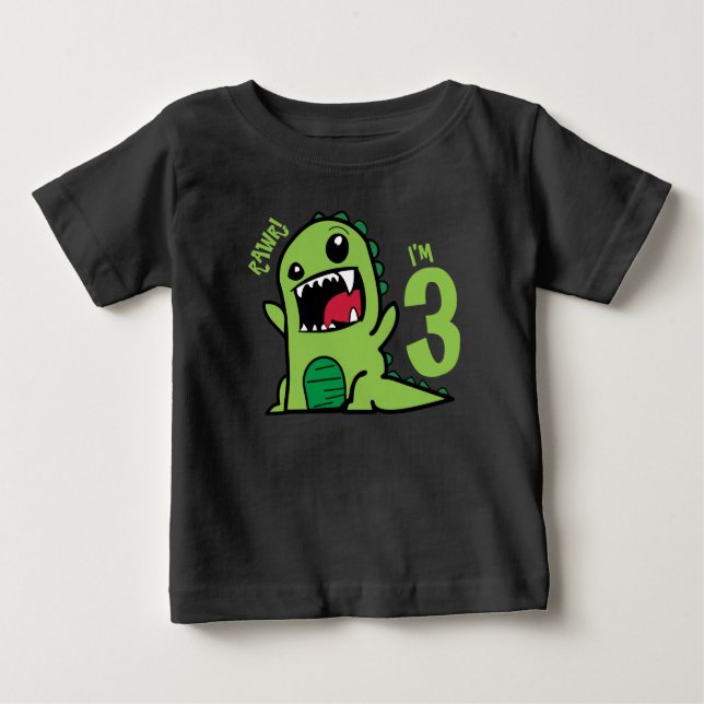 Rawr I är 3, 3:e födelsedagen Dinosaur Shirt T (Framsida)