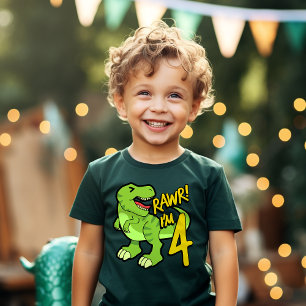 Rawr I är 4 Cute 4e födelsedagen Dinosaur Gift T Shirt