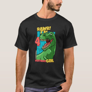 Rawr I är 4 födelsedagsflickor 4e födelsedagen Din T Shirt