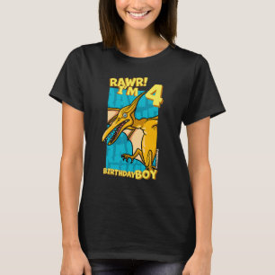 Rawr I är 4 födelsedagspojkar 4e födelsedagen Dino T Shirt