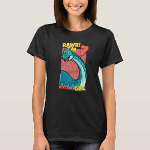 Rawr I är 7 Birthday Girls 7:e Birthday Dino Bront T Shirt