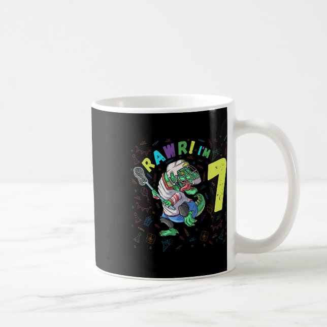 Rawr I är 7 Dinosaur T-rex 7-årig pojke födelsedag Kaffemugg (Höger)