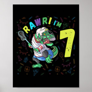 Rawr I är 7 Dinosaur T-rex 7-årig pojke födelsedag Poster