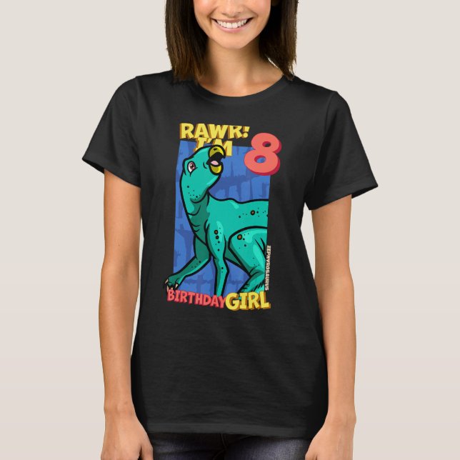 Rawr I är 8 födelsedagsflickor 8 födelsedagar Dino T Shirt (Framsida)