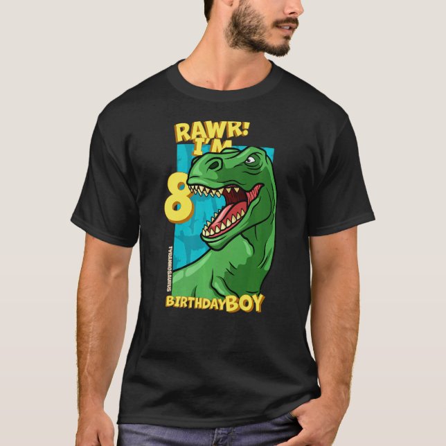 Rawr I är 8 födelsedagspojkar 8:e födelsedagen Din T Shirt (Framsida)