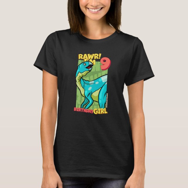 Rawr I är 9 födelsedagsflickor 9:e födelsedagen Di T Shirt (Framsida)