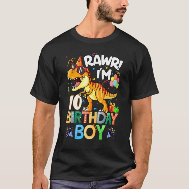 Rawr I M 10:e födelsedagspojken Dinosaur T Rex 10  T Shirt (Framsida)