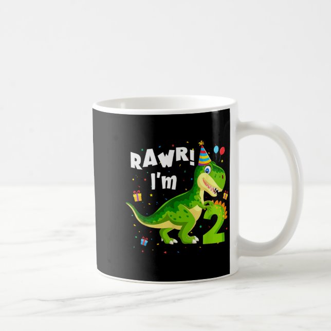 Rawr I'm 2 2nd Birthday T Rex Dinosaur Funny Party Kaffemugg (Höger)