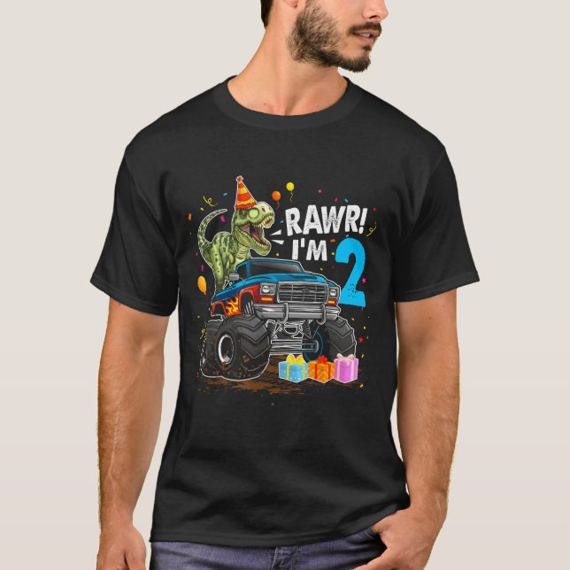 Rawr I'm 2 2nd Birthday T Rex Dinosaur Funny Party T Shirt (Framsida)