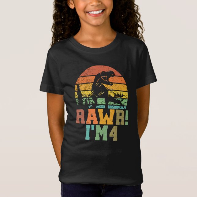 Rawr Im 4 Dinosaur T Rex 4 år gammal Shirt (Framsida)