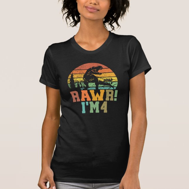 Rawr Im 4 Dinosaur T Rex 4 år gammal Shirt (Framsida)