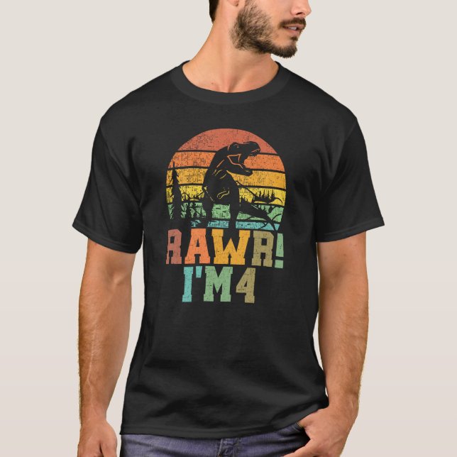 Rawr Im 4 Dinosaur T Rex 4 år gammal Shirt (Framsida)