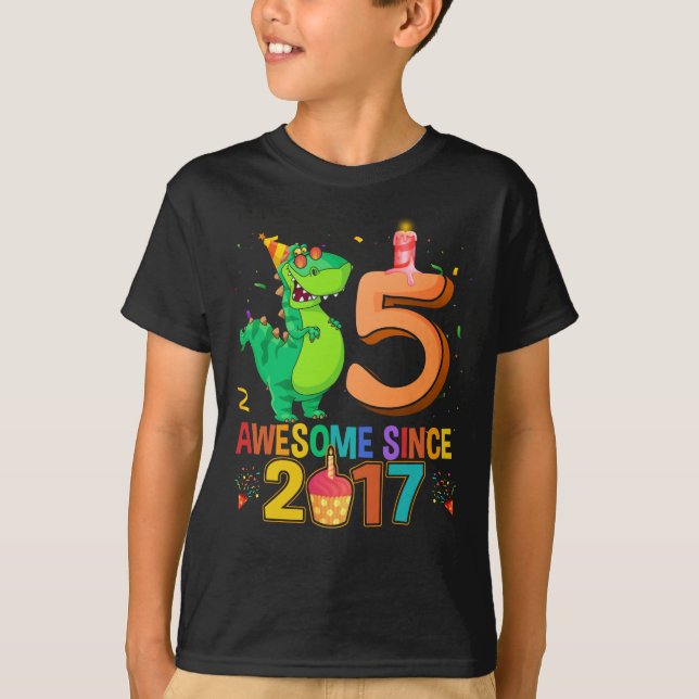 Rawr I'm 5 Kids 5 Year Old 5th Birthday T Shirt (Framsida)