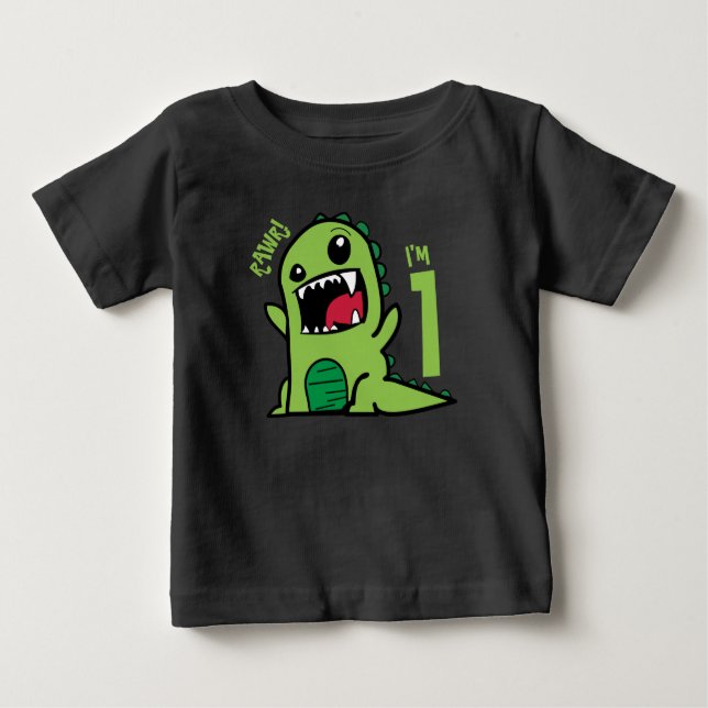 Rawr jag är 1, 1-års födelsedag Dinosaurie Tröja (Framsida)