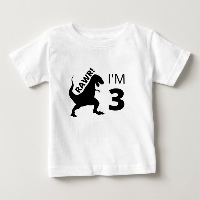 Rawr! Jag är 3 t-shirt dinosaur (Framsida)