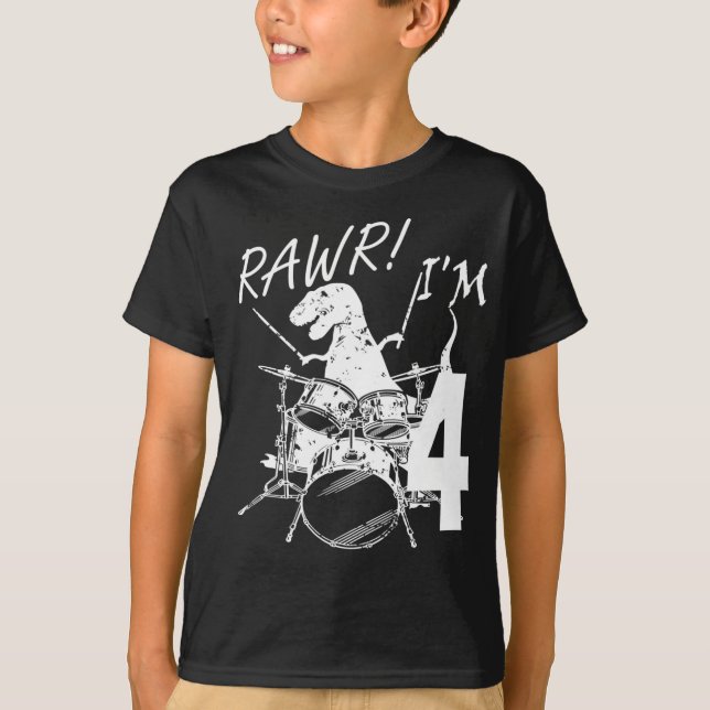 Rawr jag är 4 4e födelsedagen Dinosaur Boy T-Shirt (Framsida)