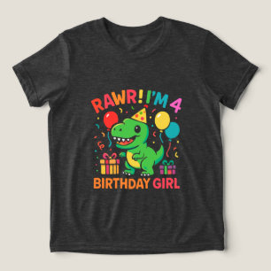 Rawr jag är 4 Dinosaur Birthday Girl T Shirt