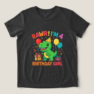 Rawr jag är 4 Dinosaur Birthday Girl T Shirt