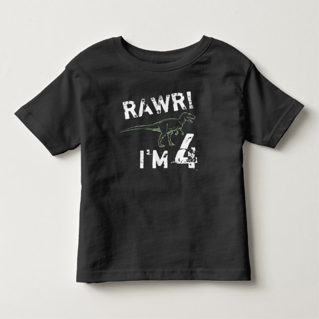RAWR! Jag är 4 - Dinosaur Birthday Shirt for Boys Tröja (Framsida)