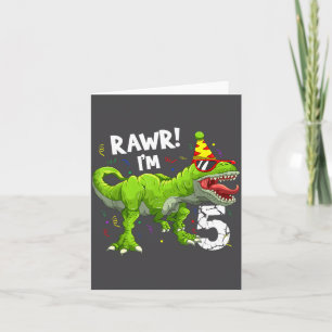 Rawr jag är 5 5-års födelsedag T Rex dinosaurie ro Kort