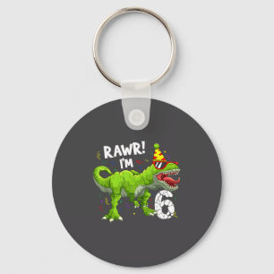 Rawr jag är 6 6-års födelsedag T Rex dinosaurie ro Nyckelring