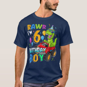 Rawr jag är 6e Birthday Boy 6 Year Old Dinosaur Mo T Shirt