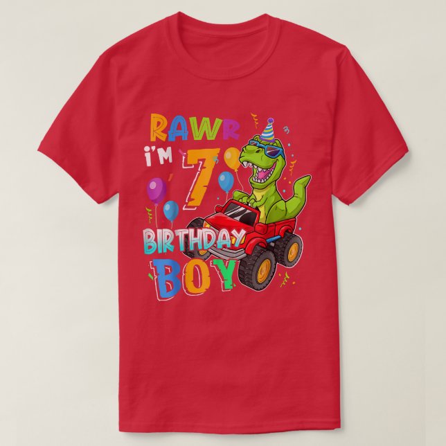 Rawr jag är 7:e Birthday Boy 7-åring T Shirt (Design framsida)