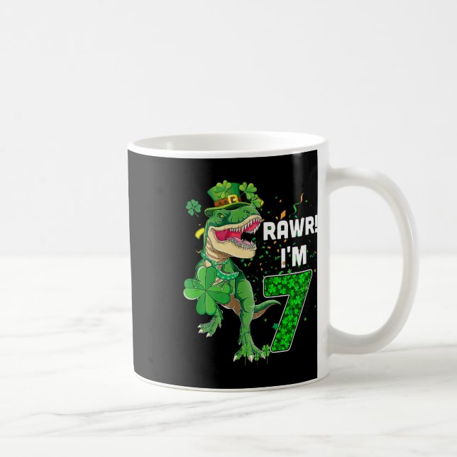 Rawr jag är 7 födelsedagar gammal 2015 T Rex dinos Kaffemugg (Höger)