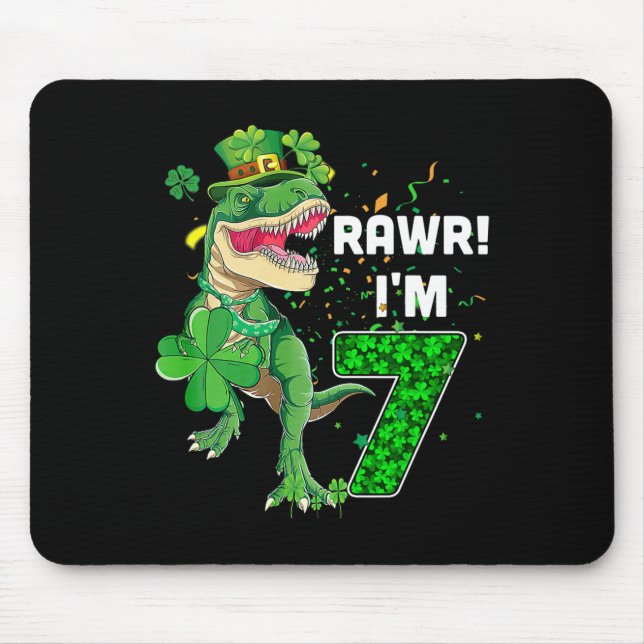 Rawr jag är 7 födelsedagsår gammal 2015 T Rex dino Musmatta (Framsidan)