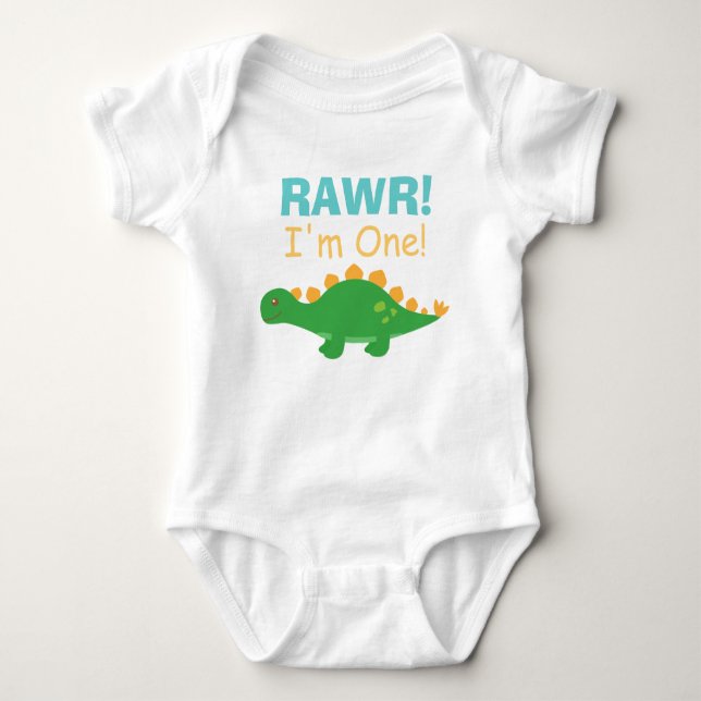 Rawr, jag är en, Cute Dinosaur för Spädbarn Tee (Framsida)