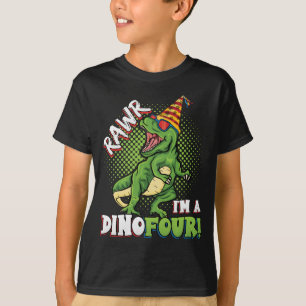Rawr jag är en Dinofour 4e födelsedagen Dinosaur B T Shirt