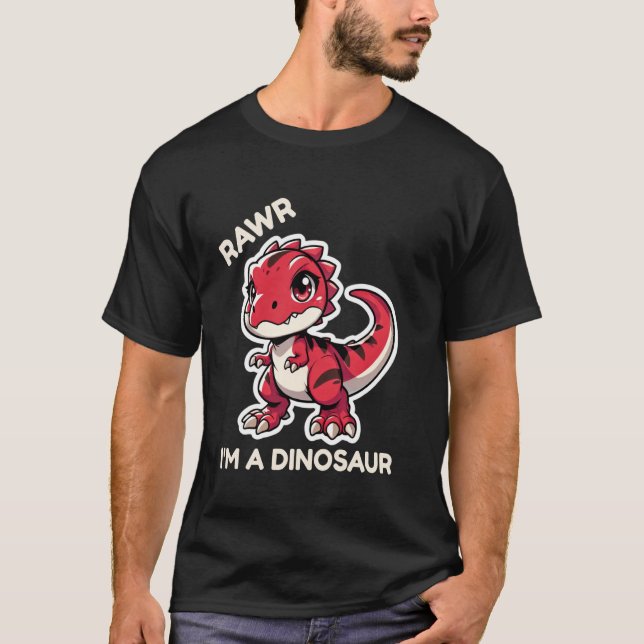 Rawr jag är en Dinosaur-Tecknad T-Rex Monster T Shirt (Framsida)