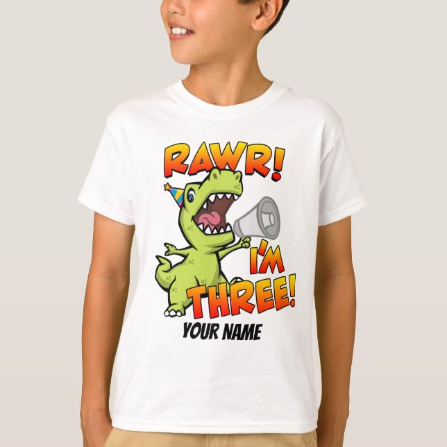 Rawr jag är tre Dinosaur T Shirt (Framsida)
