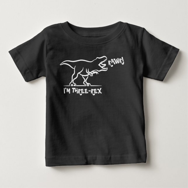 Rawr jag är tre -Rex 3-års födelsedagsdinosaurie-t T Shirt (Framsida)