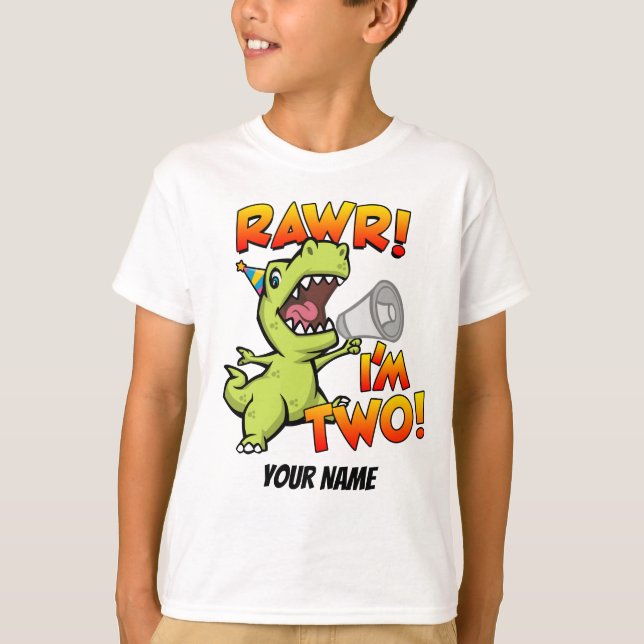 Rawr jag är två Dinosaur T Shirt (Framsida)