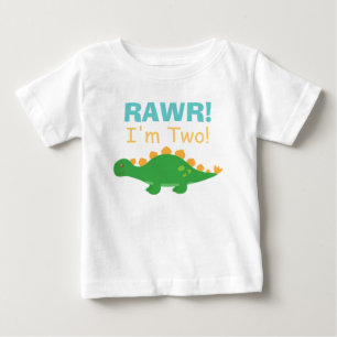 Rawr, jag är två, söt dinosaurie för bebisar tee