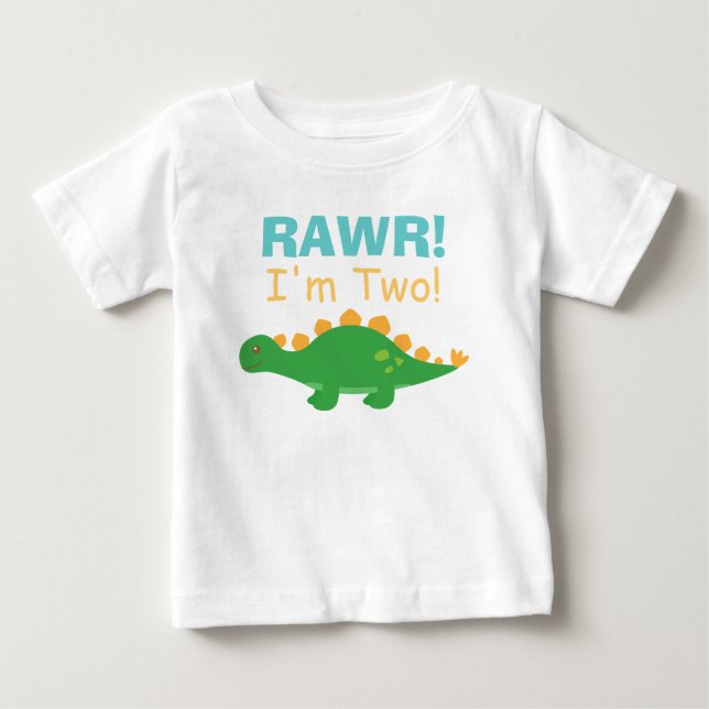 Rawr, jag är två, söt dinosaurie för bebisar tee (Framsida)