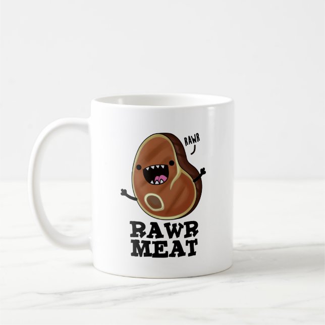 Rawr Kött Funny Raw Kött Pun Kaffemugg (Vänster)