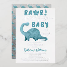 Rawr lite Baby på hur Dinosaur-duschen går