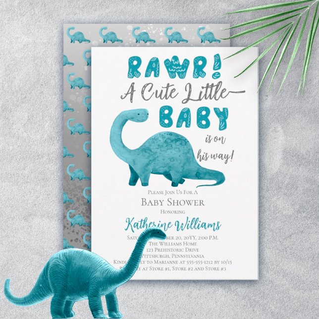 Rawr lite Baby på hur Dinosaur-duschen går Inbjudningar (Skapare uppladdad)