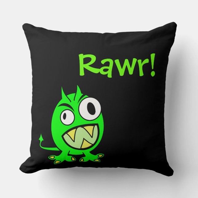 Rawr Little Grönt Djävulen Kudde (Framsida)