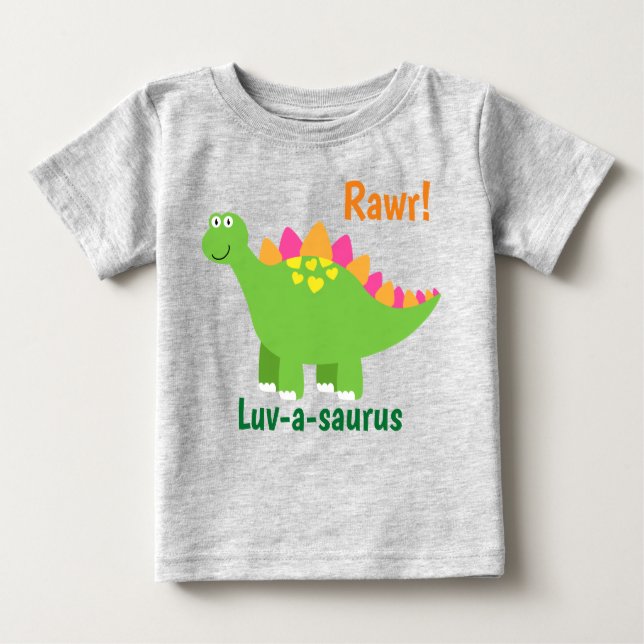 Rawr! Luv-a-saurus pojke grönt dinosaur T Shirt (Framsida)