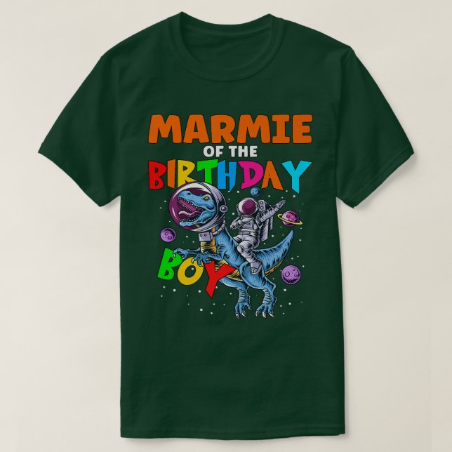 Rawr Marmie of the Birthday Boy Astronaut Riding D T Shirt (Design framsida)